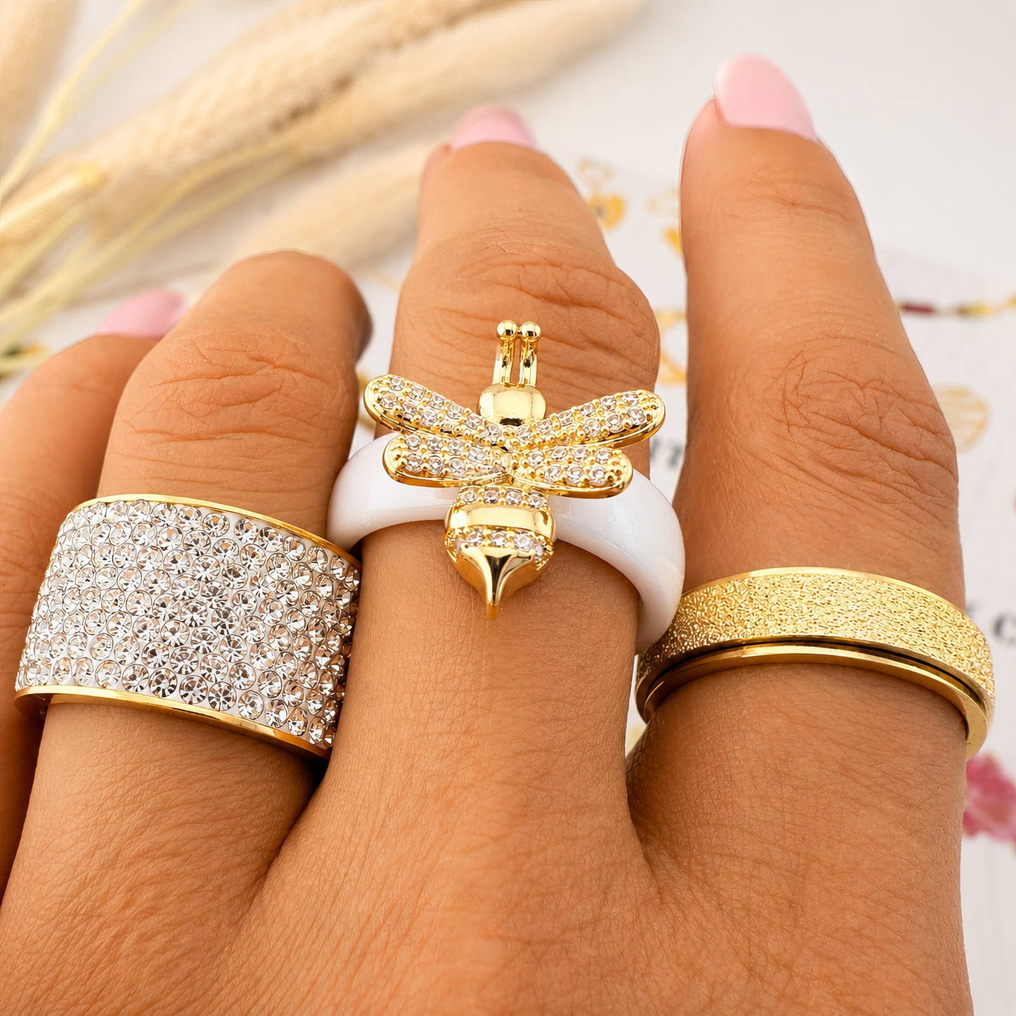 Enamel Honeybee Ring