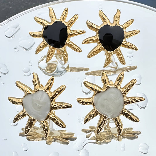 Golden Sunburst Stud Earrings