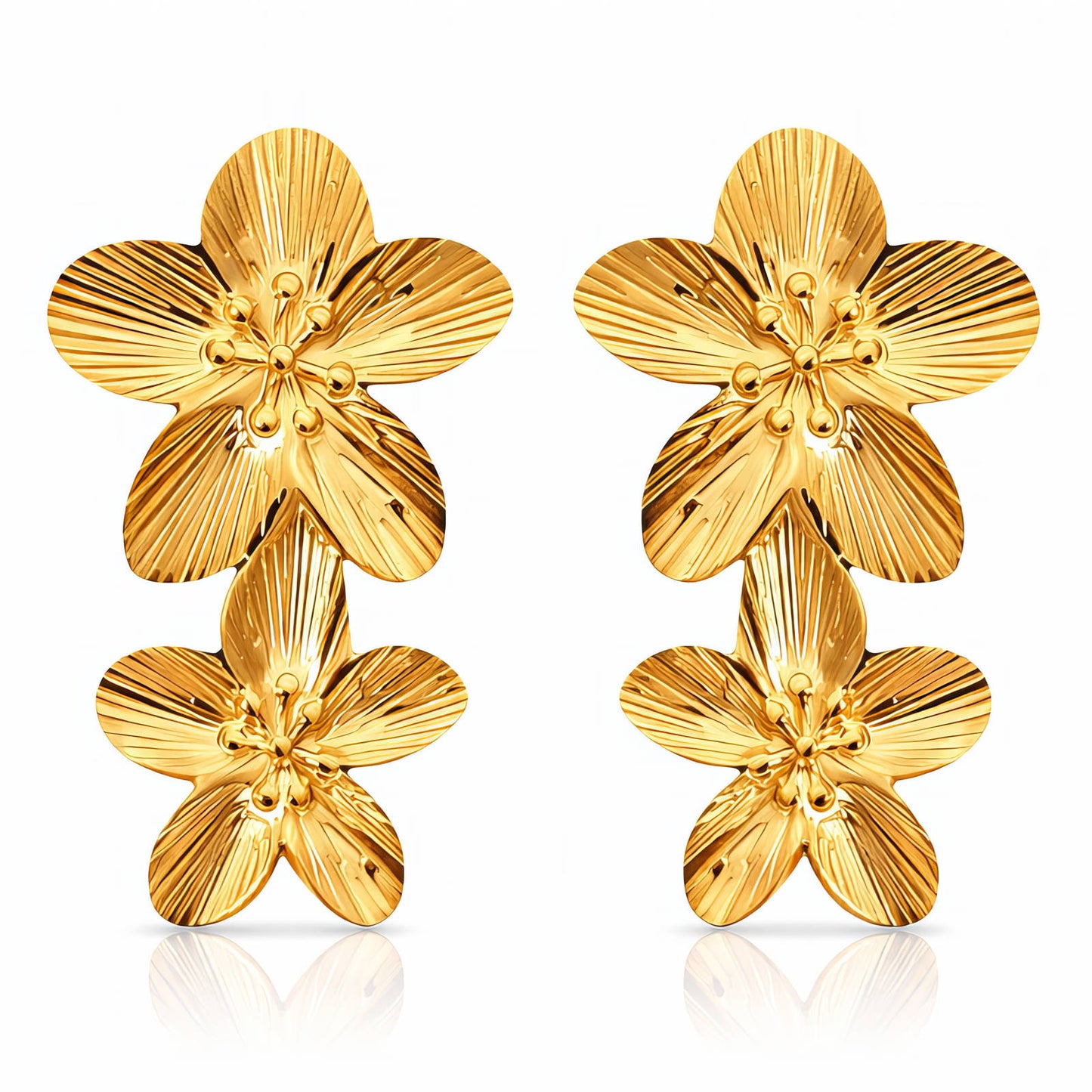 Gold Flower Stud Earrings