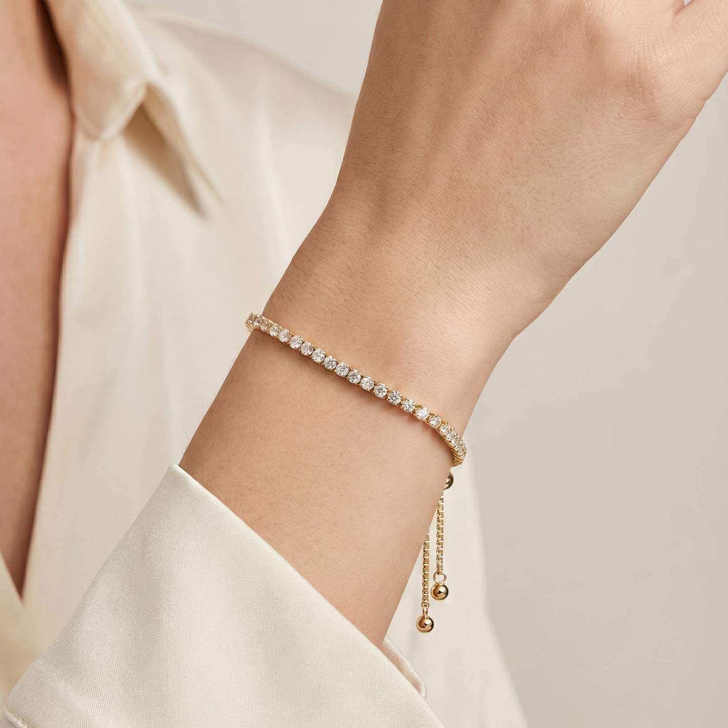 Adjustable Gold Slider Tennis Bracelet