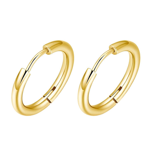 Gold Hoop Earrings, 18K Gold Plated Steel
