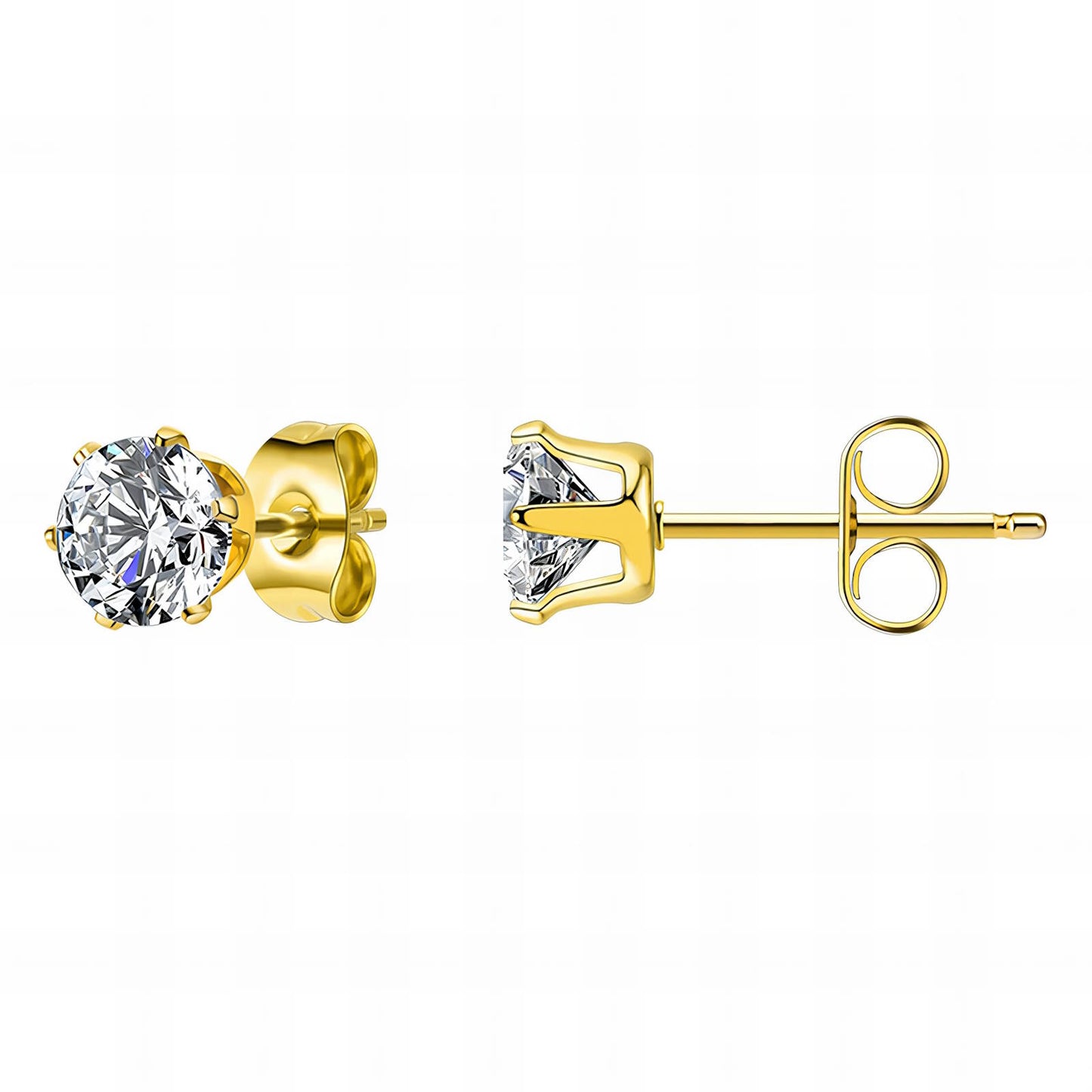 Clear Round Stud Earrings