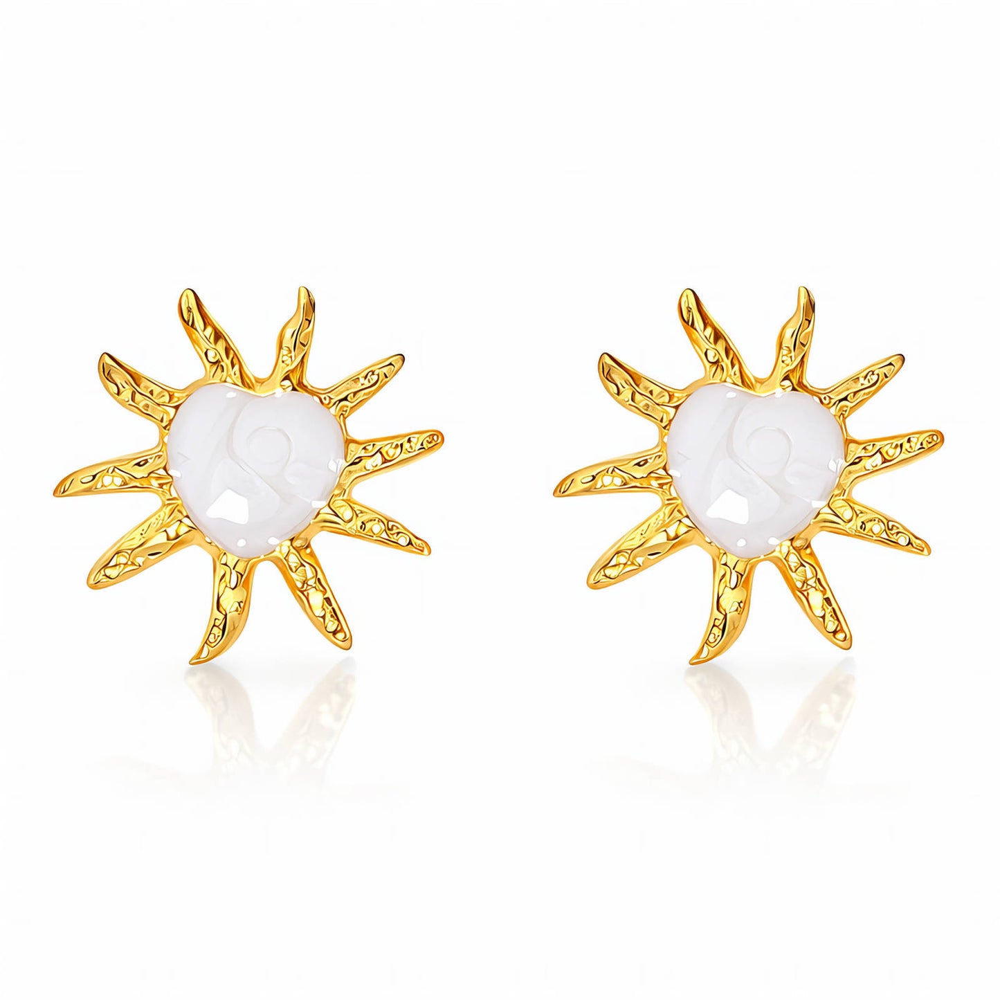 Golden Sunburst Stud Earrings