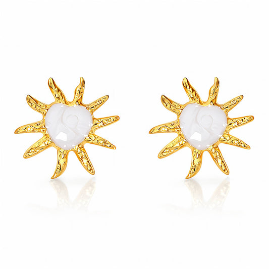 Golden Sunburst Stud Earrings