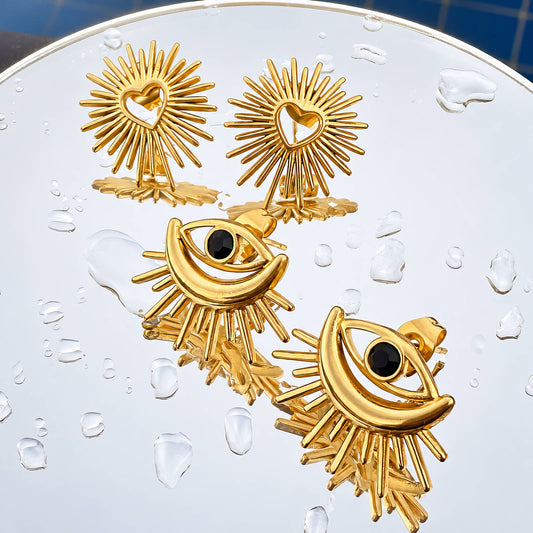 Golden Heart Drop Earrings