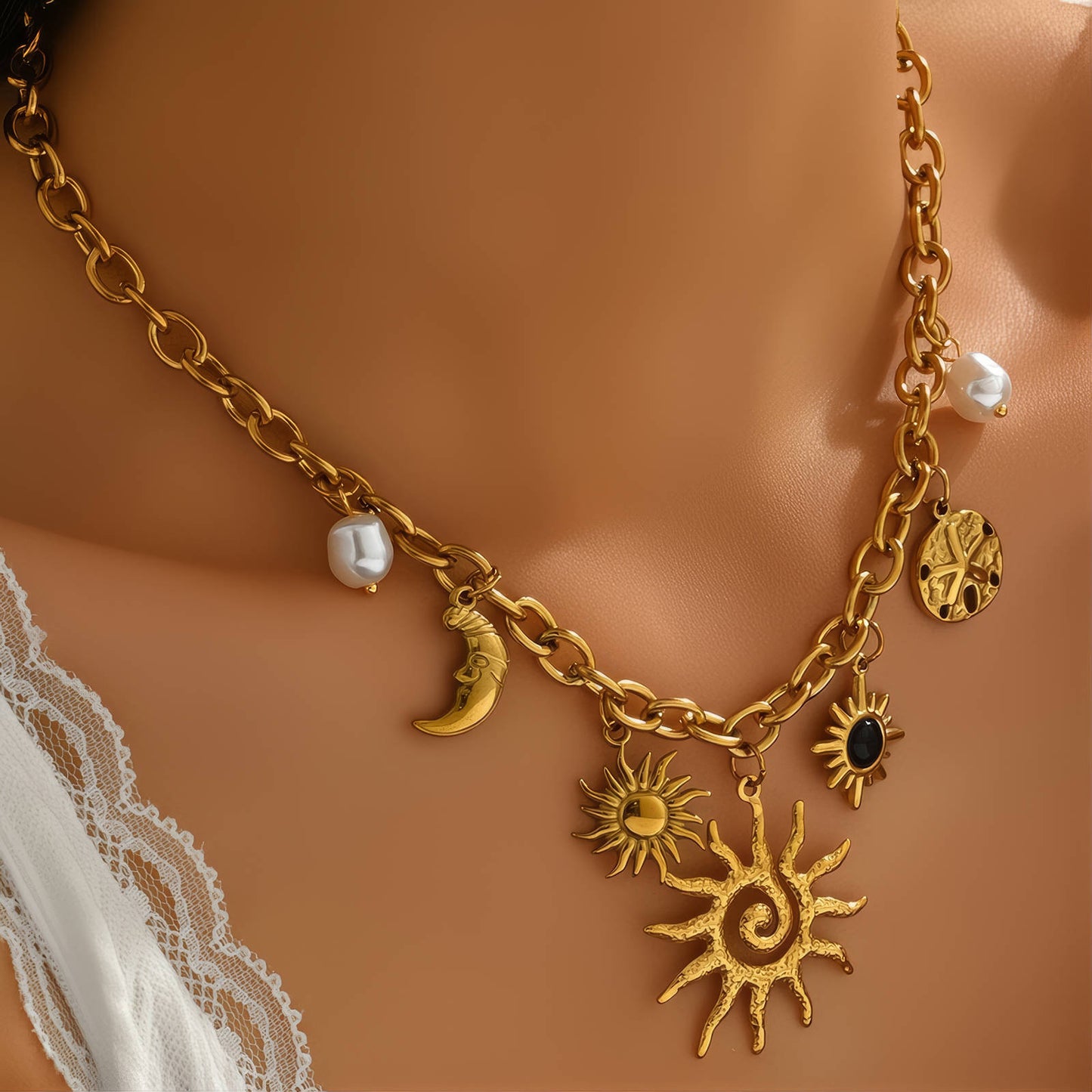 Crescent Sun Necklace