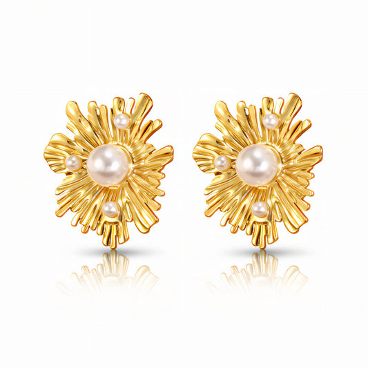 Pearl Flower Stud Earrings