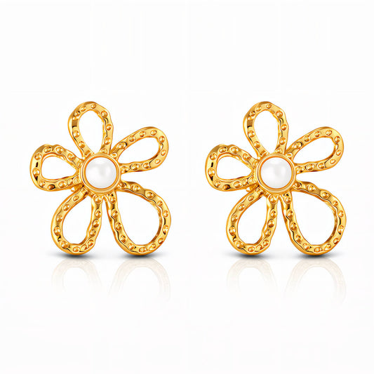 Pearl Flower Drop Earrings