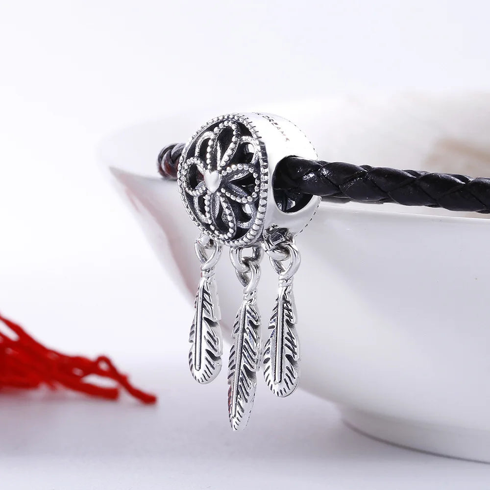 Openwork Flower Feather Spiritual Dream Catcher Charm