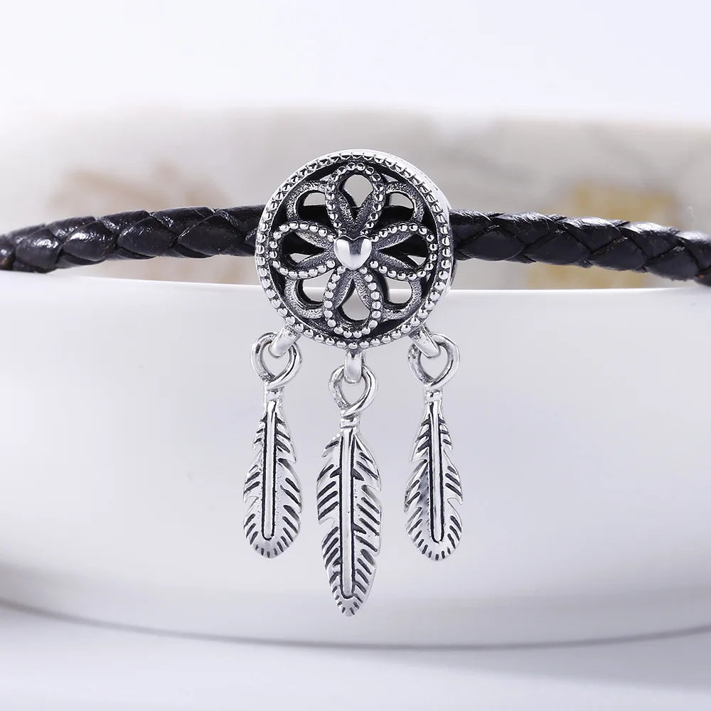 Openwork Flower Feather Spiritual Dream Catcher Charm