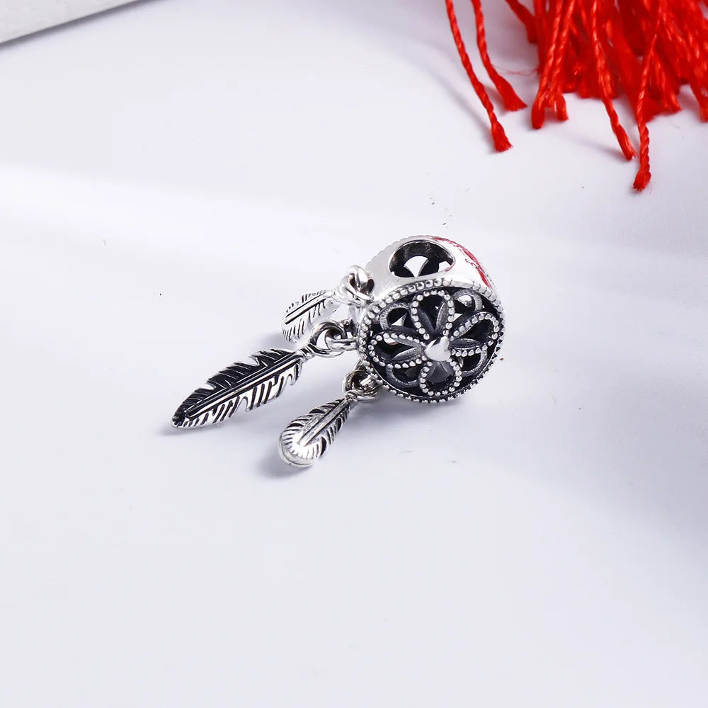 Openwork Flower Feather Spiritual Dream Catcher Charm