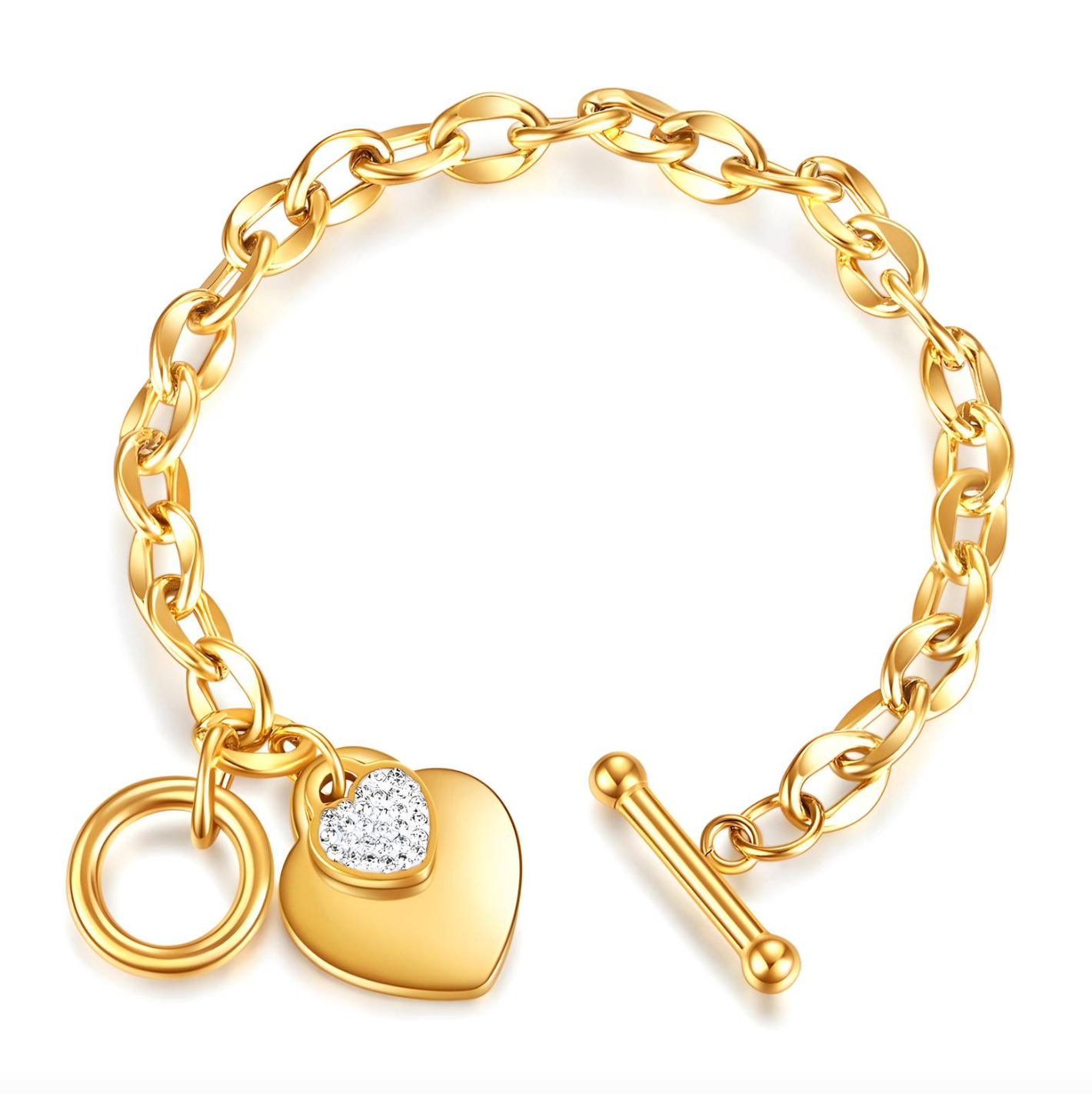 Golden Heart Links Bracelet