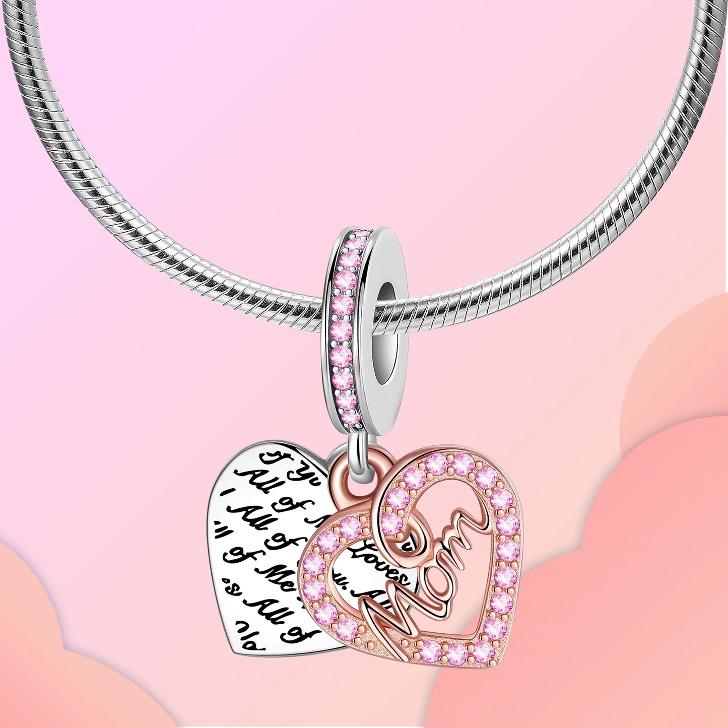 Pink Diamond Love Mom Charm