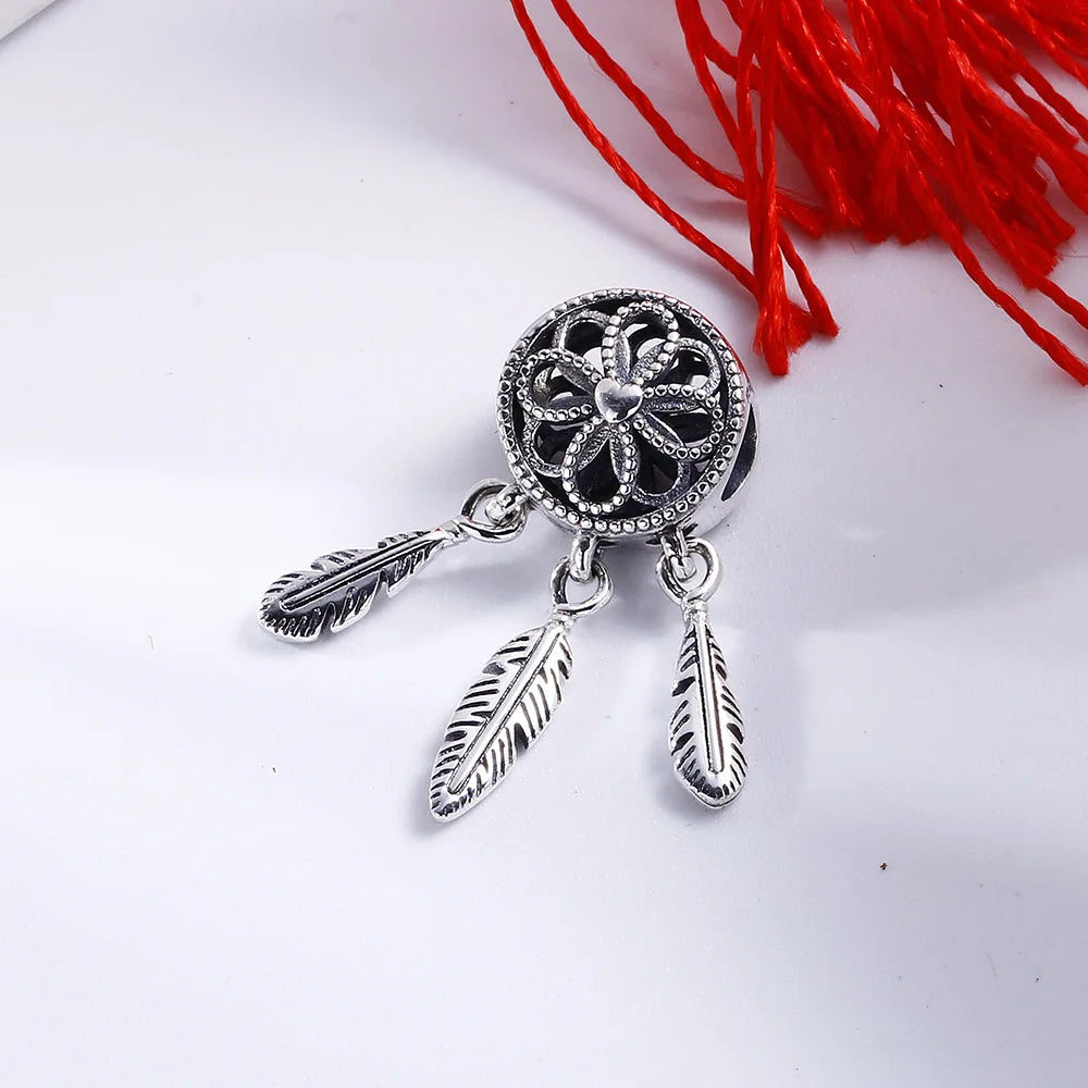 Openwork Flower Feather Spiritual Dream Catcher Charm